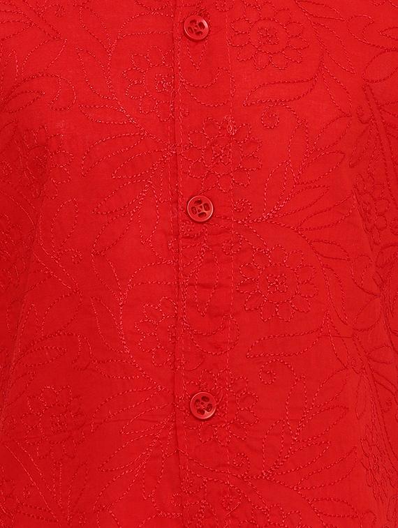 red cotton suit set - 16321102 - Zoom Image - 3
