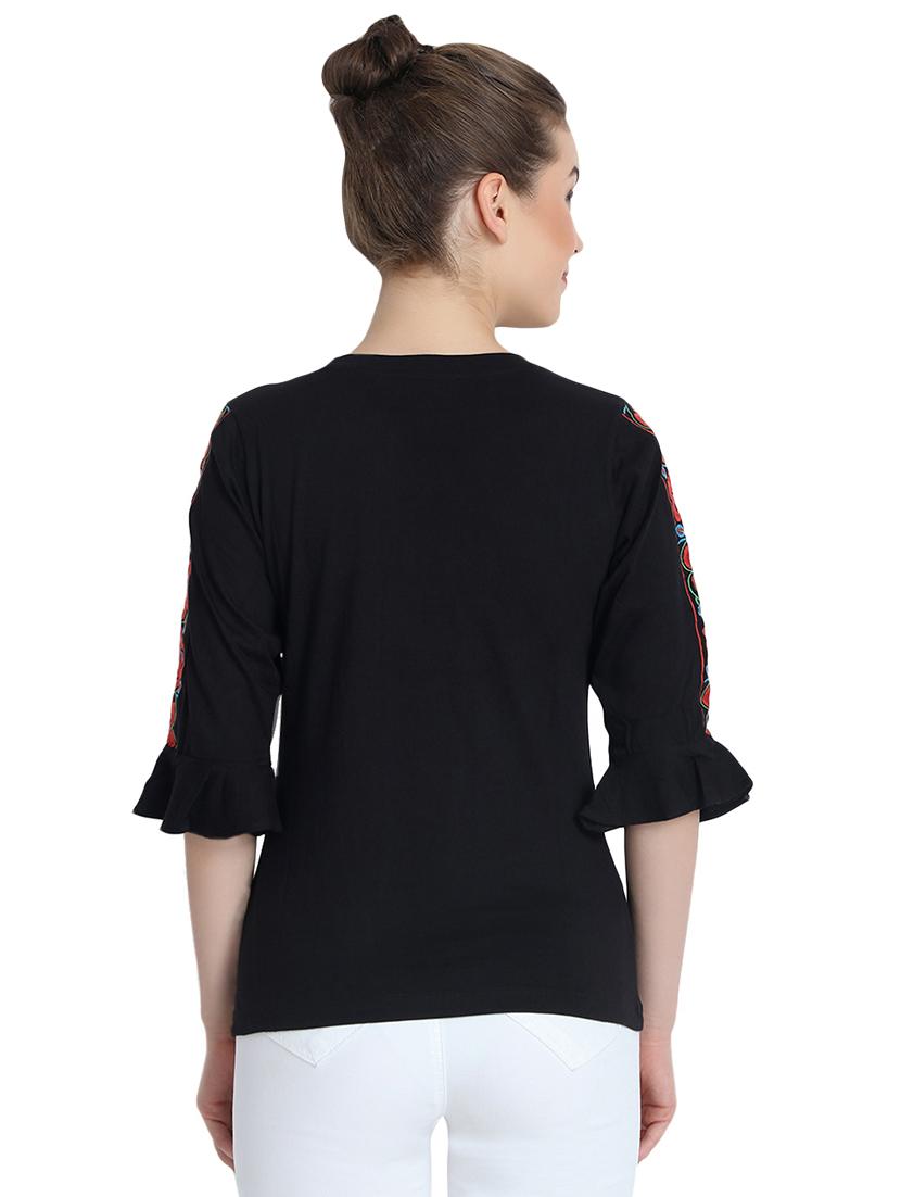 ruffle detail floral embroidered top - 16322716 - Zoom Image - 3
