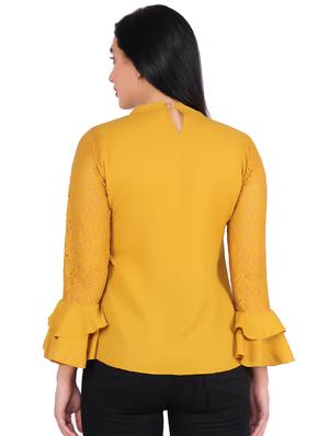 lace detail flute sleeved top - 16322761 - Standard Image - 3