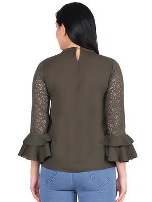 lace detail flute sleeved top - 16322763 - Standard Image - 3