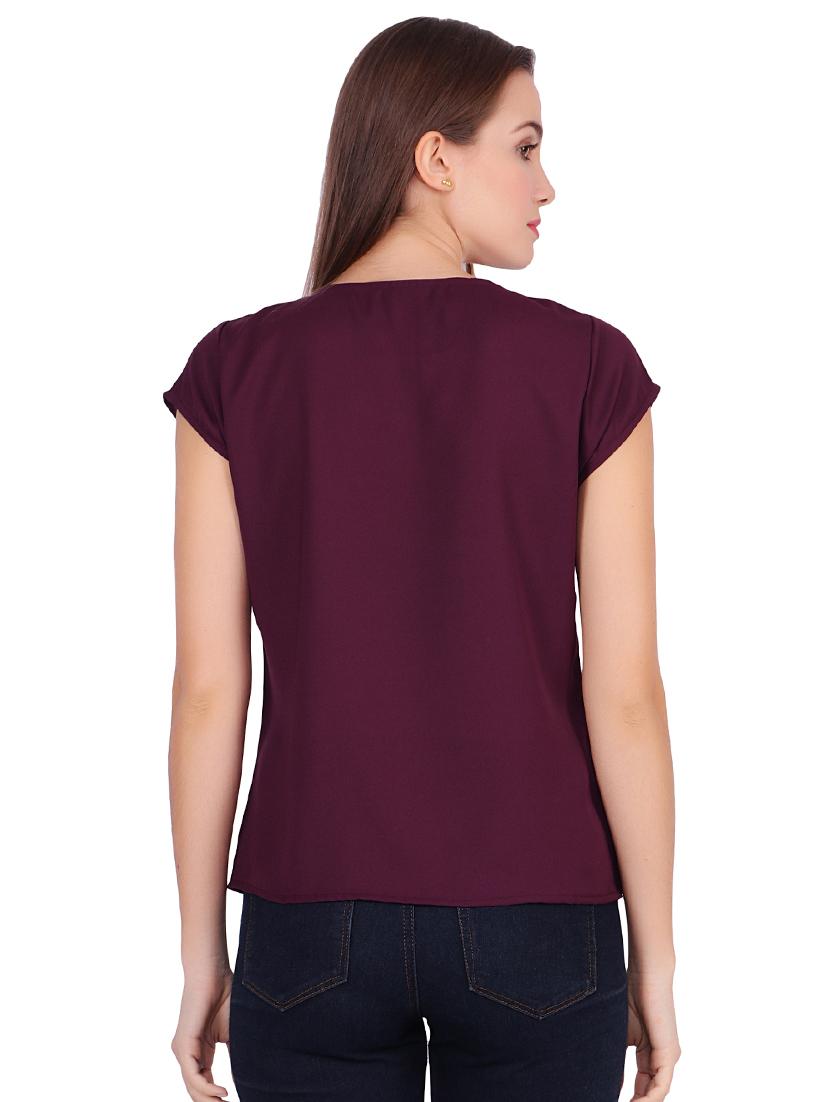 notch neck cap sleeved top - 16322779 - Zoom Image - 3