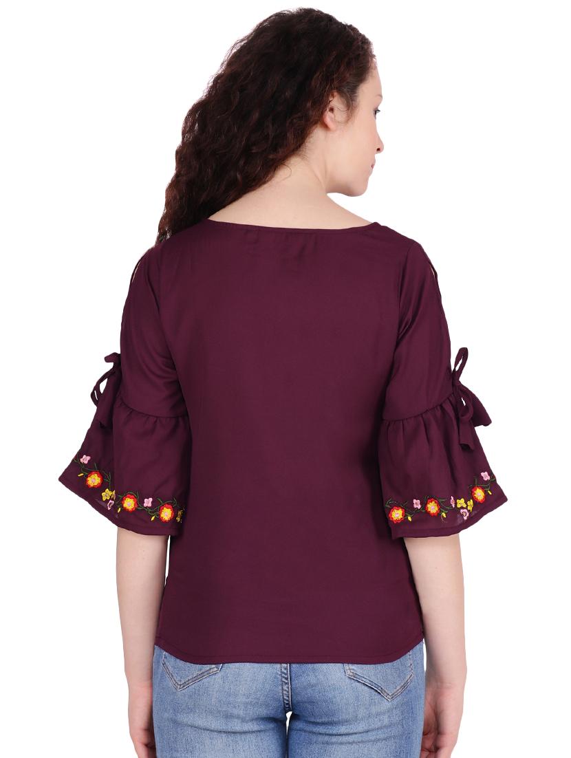 tie knot detail bell sleeved top - 16322800 - Zoom Image - 3