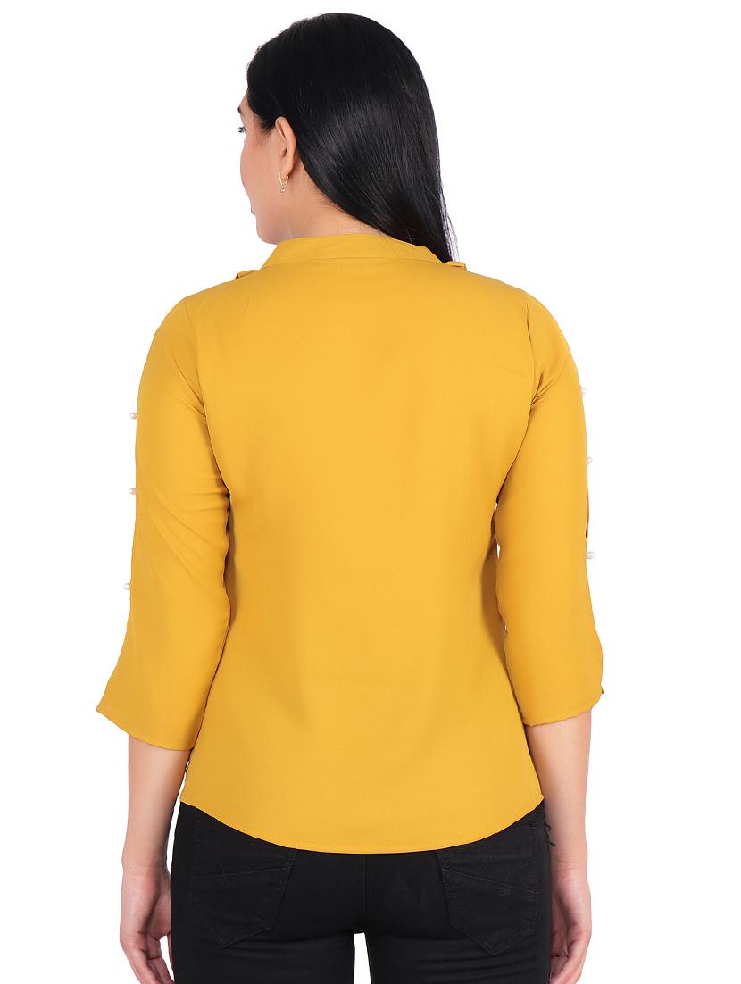 pearl embellished tie knot neck top - 16322814 - Zoom Image - 3