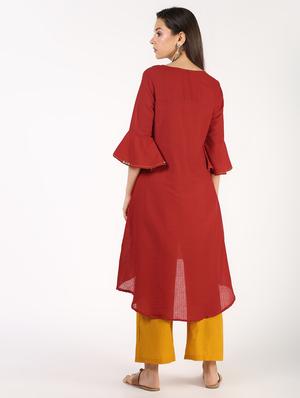 solid high-low kurta pant set - 16322995 - Standard Image - 3