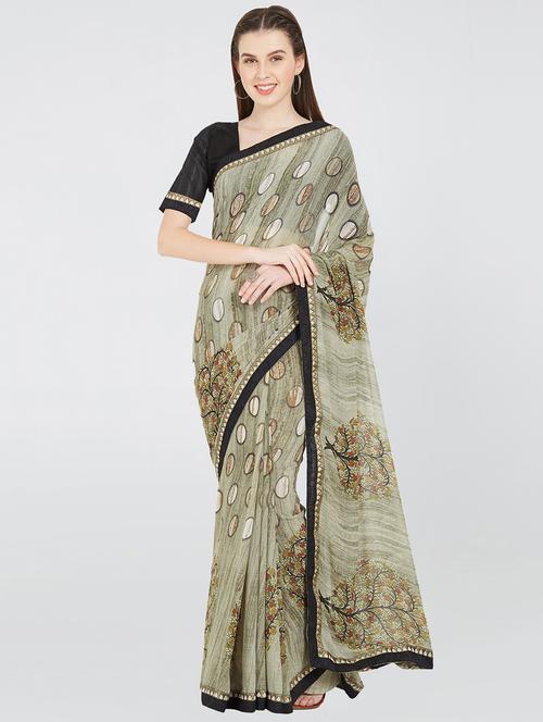 polka dots printed saree with blouse - 16323251 - Standard Image - 1
