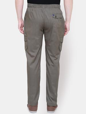 brown solid cargo trousers - 16324406 - Standard Image - 3