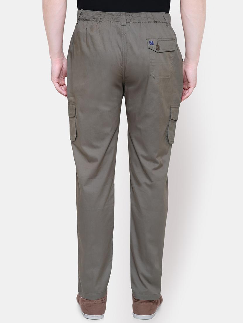 brown solid cargo trousers - 16324406 - Zoom Image - 3