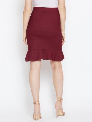 ruffle detail high rise trumpet skirt - 16324502 - Standard Image - 3