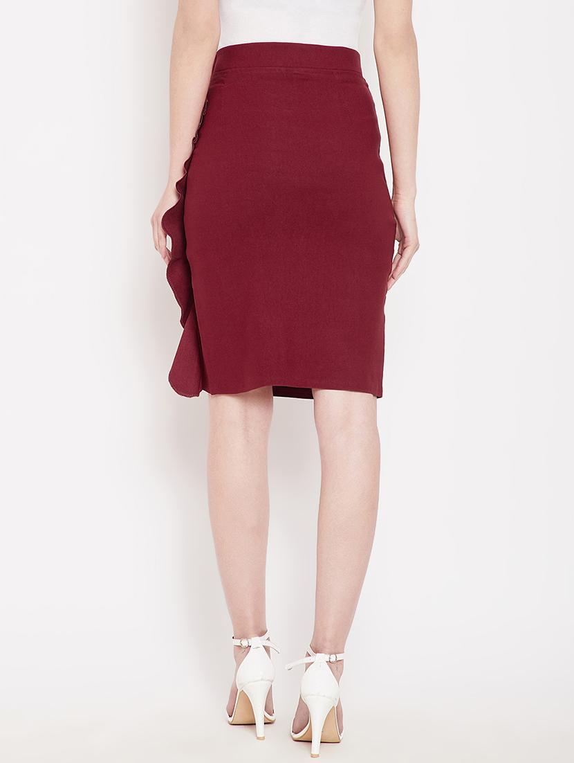 front slit ruffle detail skirt - 16324506 - Zoom Image - 3