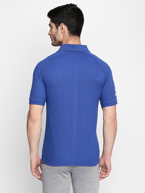 blue solid polo t-shirt - 16325102 - Standard Image - 3