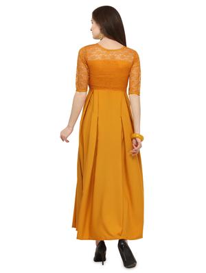 lace detail pleated maxi dress - 16325366 - Standard Image - 3