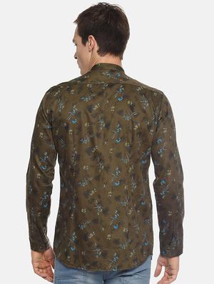 green floral print casual shirt - 16325470 - Standard Image - 3