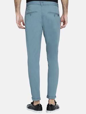 blue solid chinos - 16325710 - Standard Image - 3