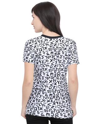 letter print round neck t-shirt - 16326163 - Standard Image - 3