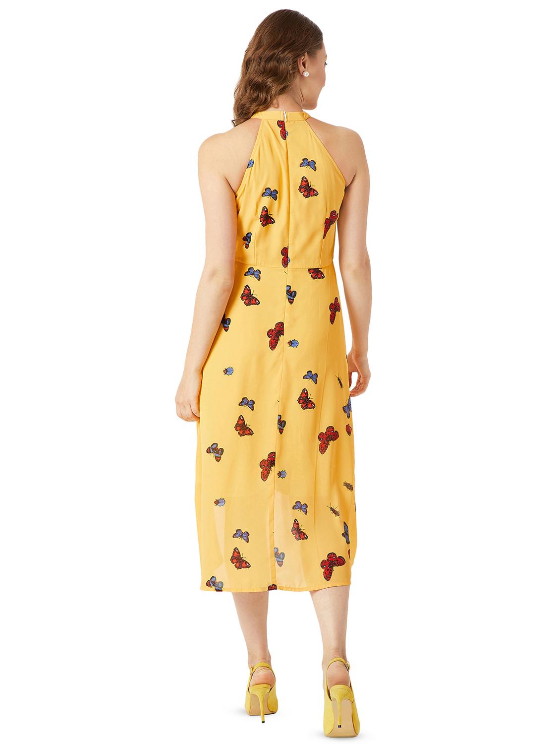 halter neck butterfly print asymmetric dress - 16326302 - Zoom Image - 3