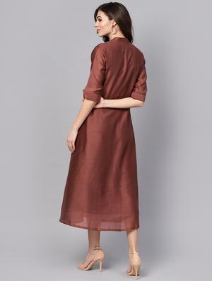 embroidered a-line ethnic dress - 16327484 - Standard Image - 3