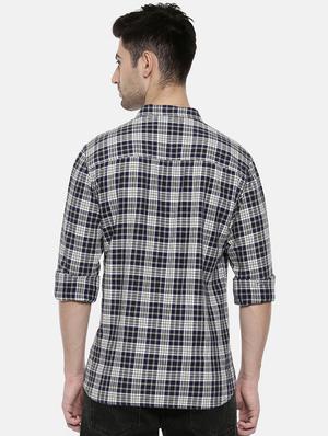 navy blue checkered casual shirt - 16327745 - Standard Image - 3