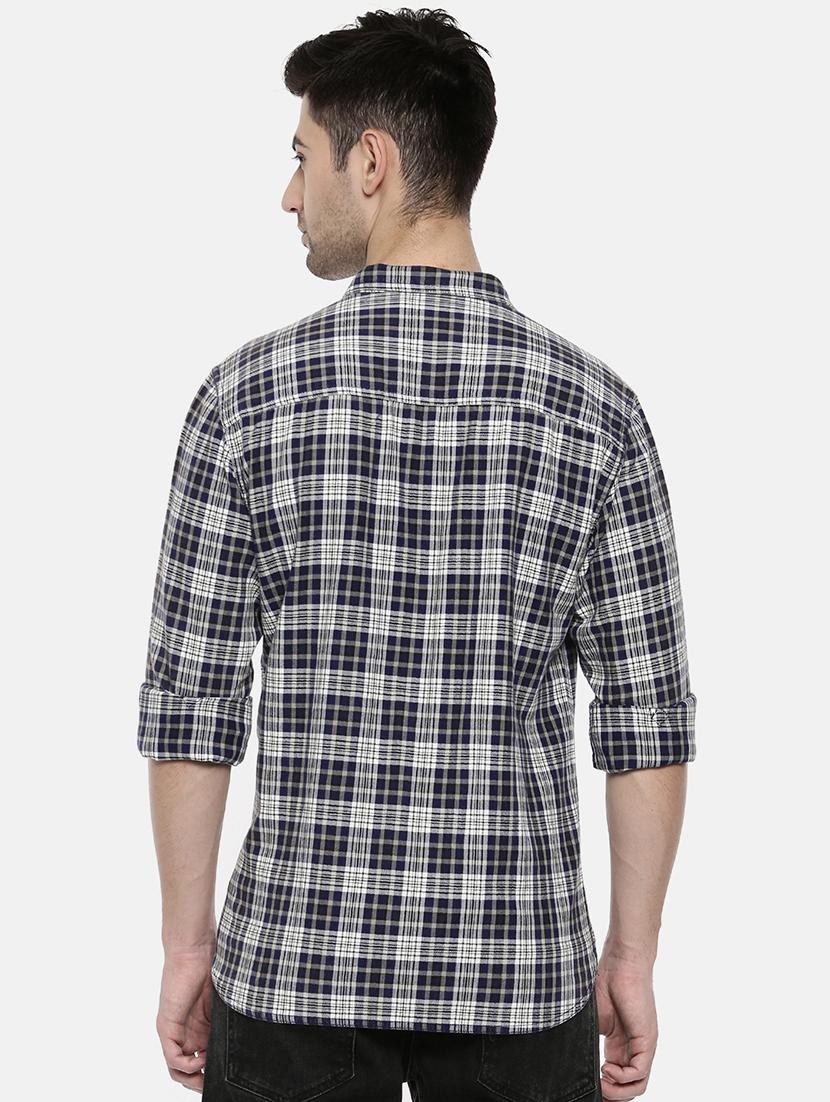 navy blue checkered casual shirt - 16327745 - Zoom Image - 3