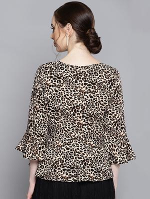 animal print tie front top - 16329100 - Standard Image - 3