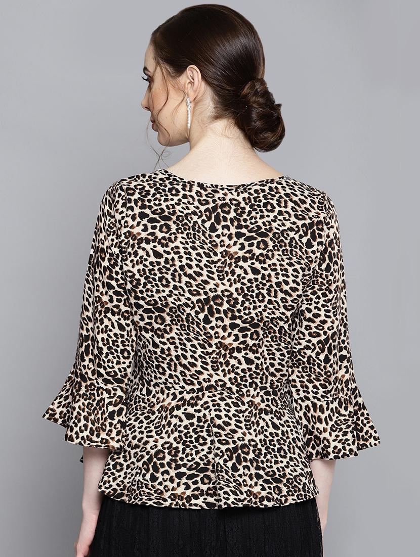 animal print tie front top - 16329100 - Zoom Image - 3