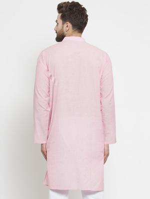 pink solid long kurta - 16329219 - Standard Image - 3
