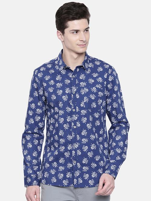 blue floral printed casual shirt - 16329610 - Standard Image - 1