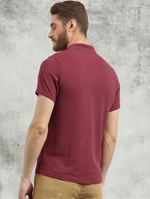 maroon solid collared tshirt - 16329748 - Standard Image - 3