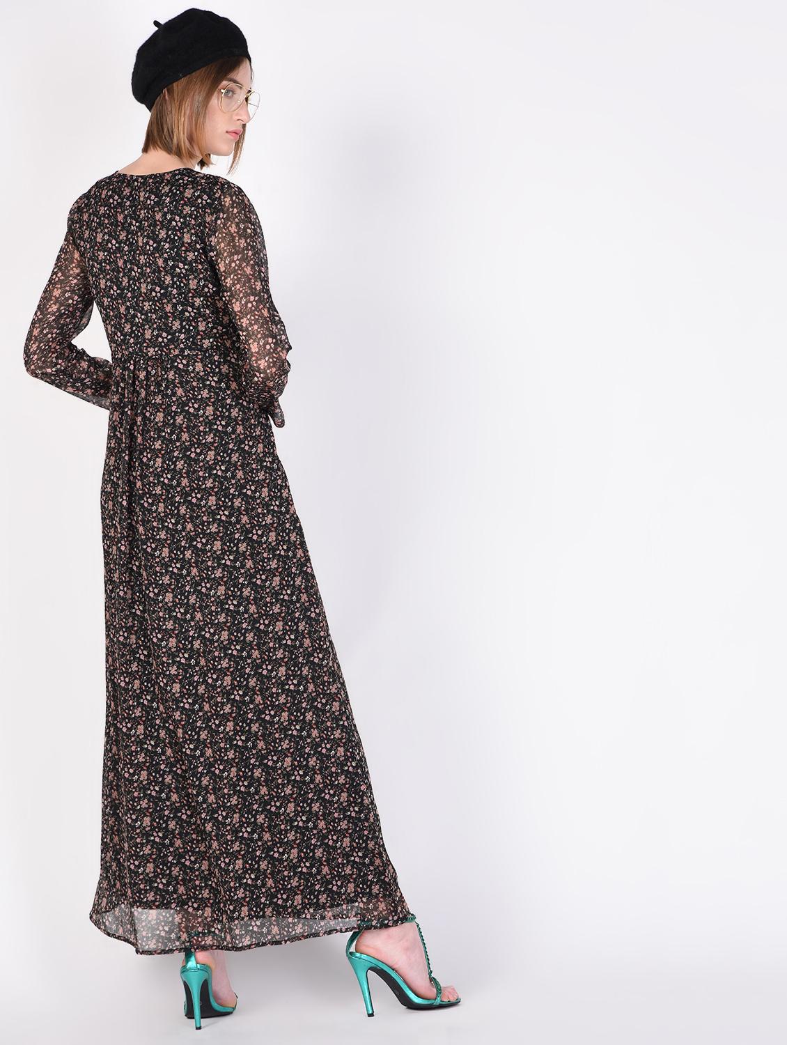 gather detail floral maxi dress - 16329988 - Zoom Image - 3