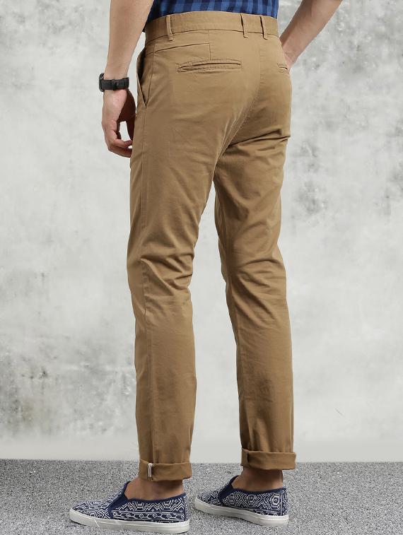 brown solid chinos - 16330090 - Zoom Image - 3