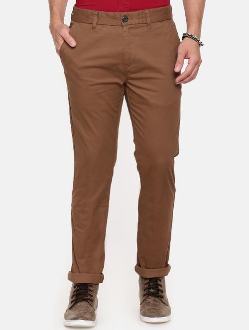brown solid chinos - 16330092 - Standard Image - 1