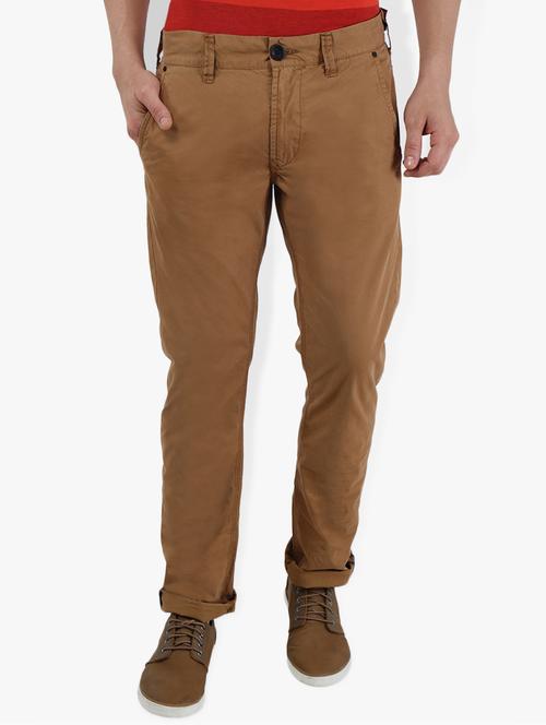 brown solid chinos - 16330128 - Standard Image - 1