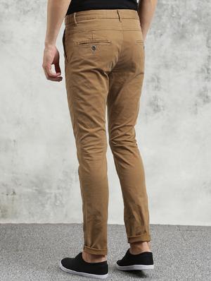 brown solid chinos - 16330139 - Standard Image - 3