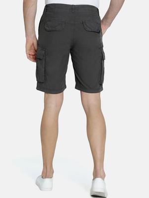 grey solid cargo shorts - 16330189 - Standard Image - 3