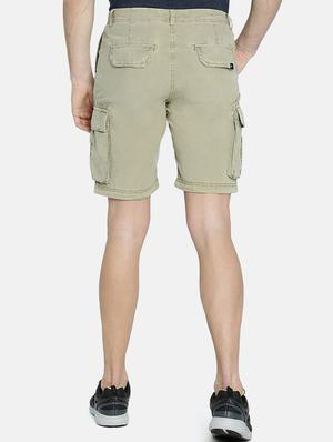 beige solid cargo shorts - 16330190 - Standard Image - 3