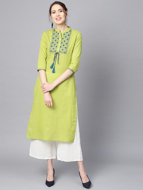 embroidered straight kurta - 16330447 - Standard Image - 1