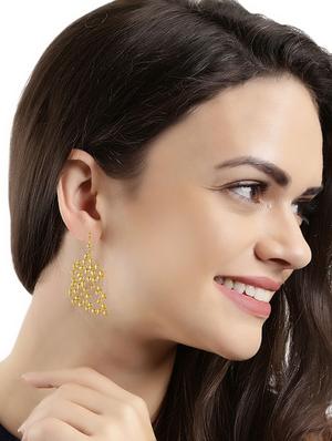 gold metal drop earring - 16330818 - Standard Image - 3
