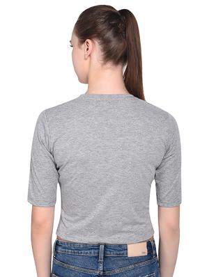 round neck solid crop top - 16331326 - Standard Image - 3