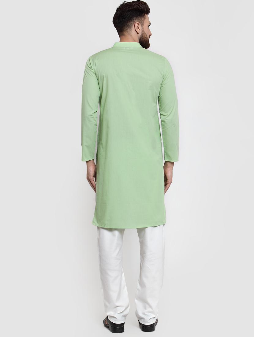 green solid asymmetric kurta - 16332329 - Zoom Image - 3