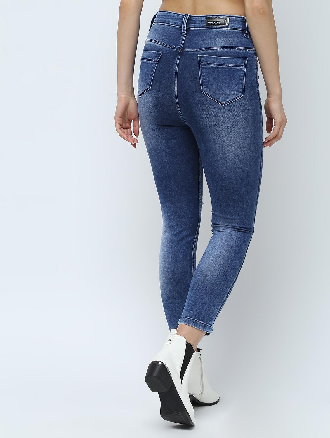 high rise distressed jeans - 16332357 - Zoom Image - 3