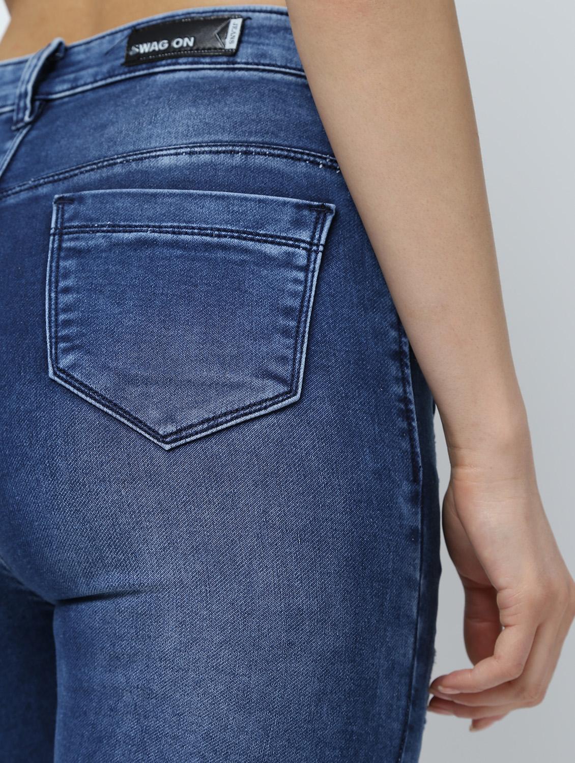 high rise distressed jeans - 16332357 - Zoom Image - 6