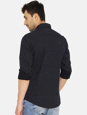 navy blue printed casual shirt - 16332389 - Standard Image - 3