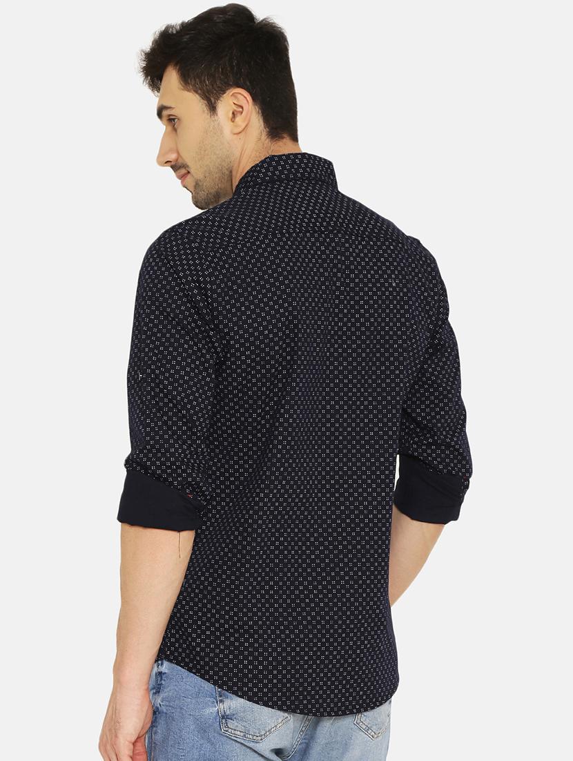 navy blue printed casual shirt - 16332389 - Zoom Image - 3