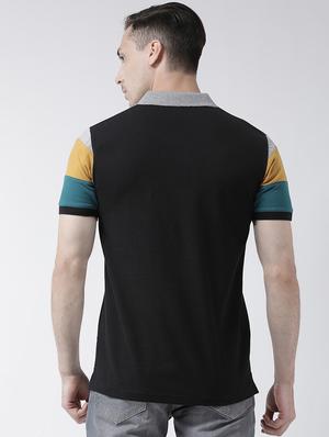 black color block polo t-shirt - 16332601 - Standard Image - 3