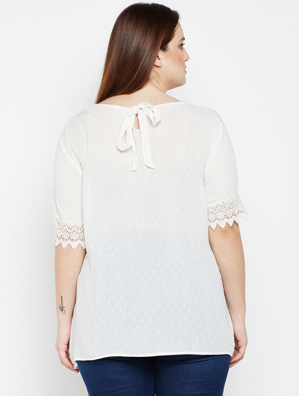 tie back lace detail plus top - 16333042 - Zoom Image - 3