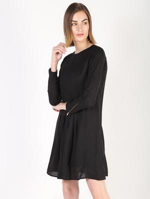 pleated solid shift dress - 16333752 - Standard Image - 3