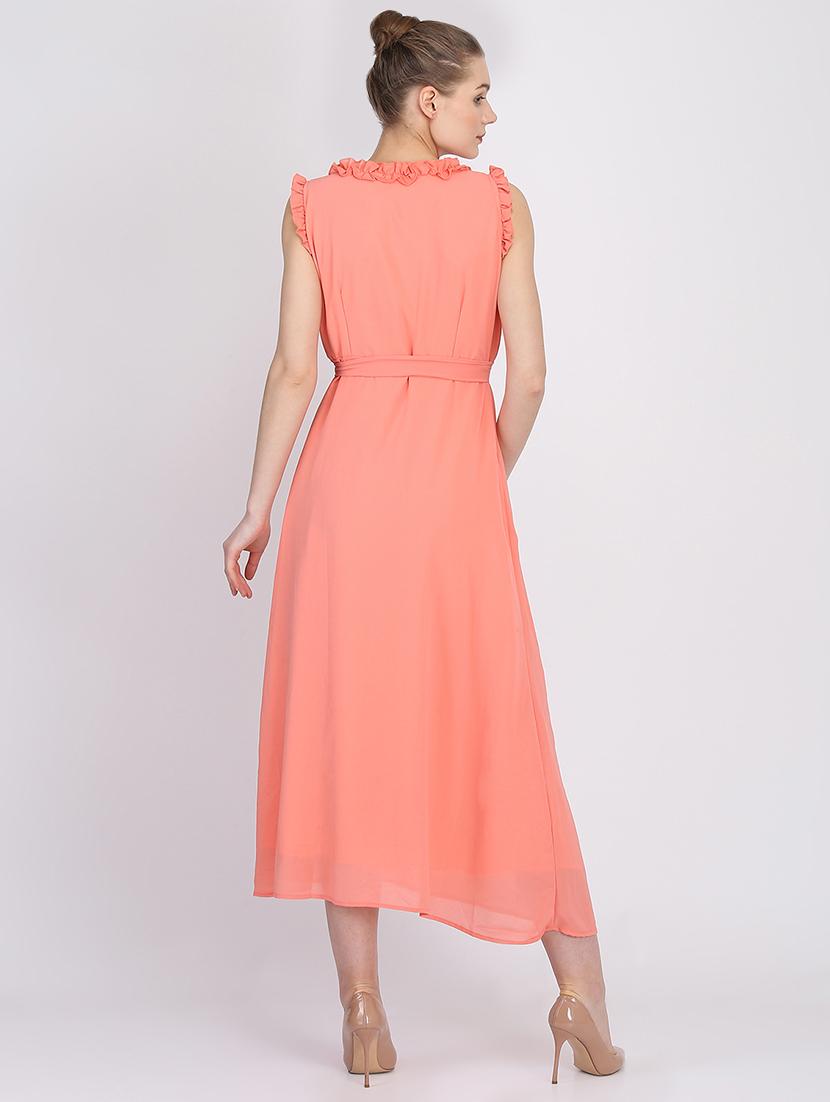 frill detail tie front a-line dress - 16334662 - Zoom Image - 3