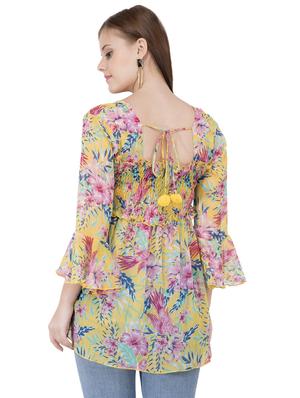 smocked detail bell sleeved top - 16335306 - Standard Image - 3