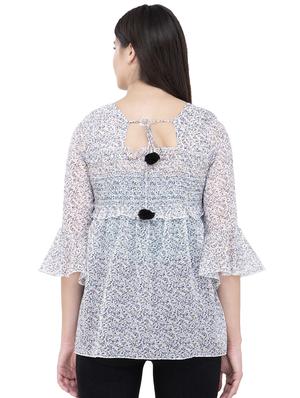 smocked detail bell sleeved top - 16335307 - Standard Image - 3
