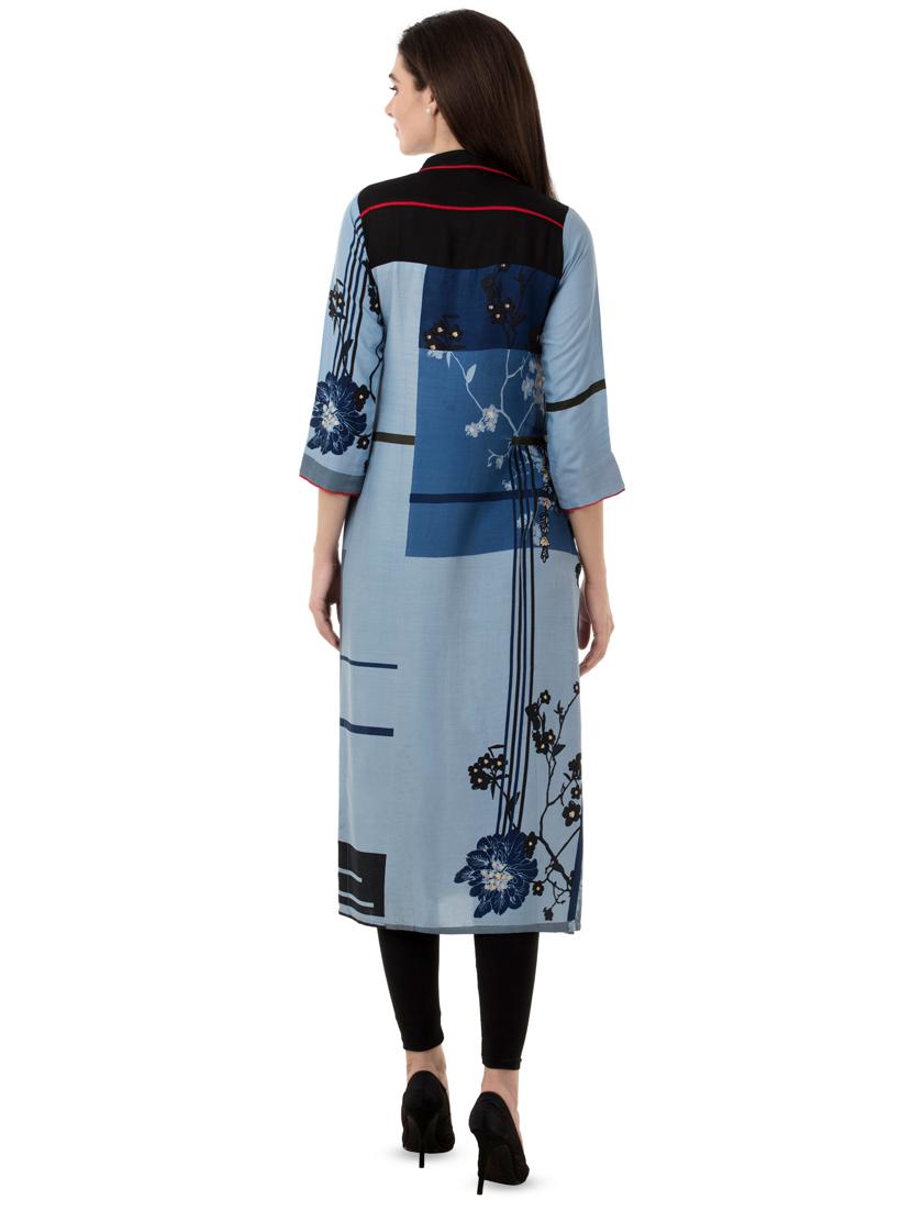 printed tassels detail straight kurta - 16335675 - Zoom Image - 3