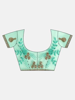 pastel embroidered ruffle saree with blouse - 16336424 - Standard Image - 3
